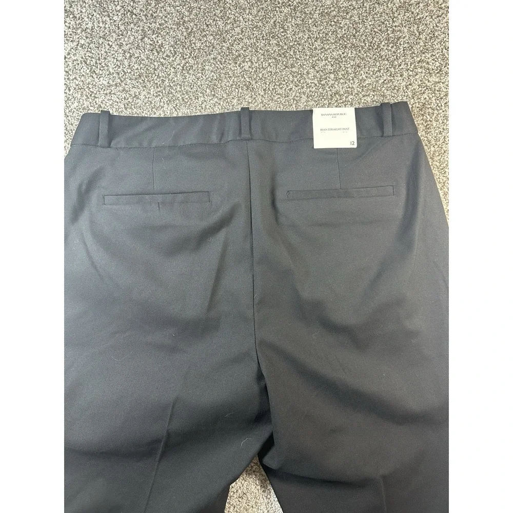 Banana Republic Ryan Fit Black Wool Blend Ankle Pants Womens 12‎ NWT Preppy